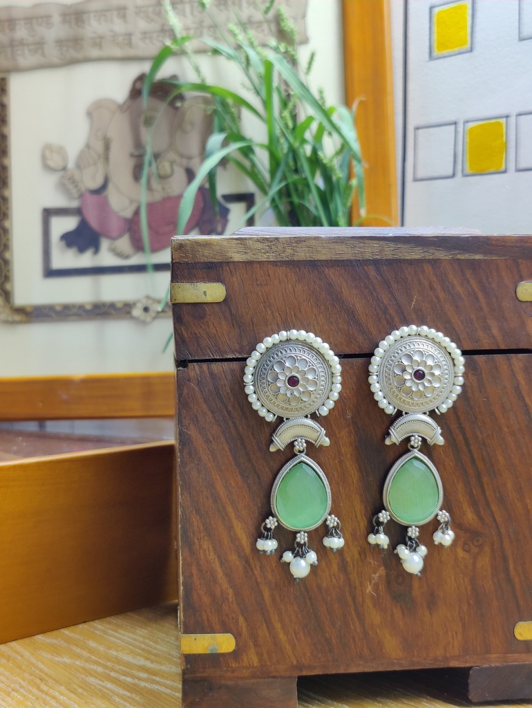 || UKSHITA || Silver Look Alike Earring