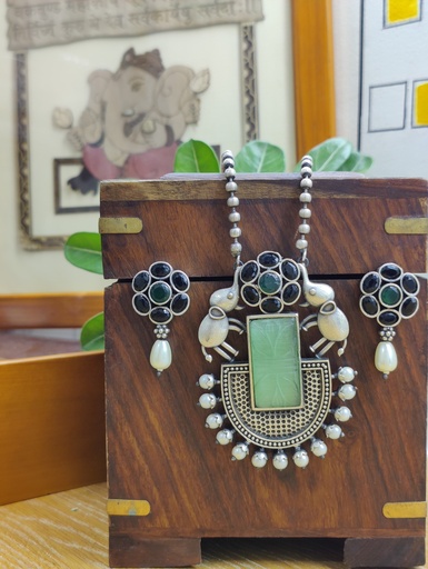 || NUPURA || Silver Look Alike Necklace
