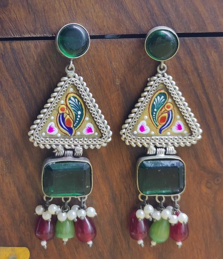 [ESLA_G_0055] || UPAMA || Silver Look Alike Earring